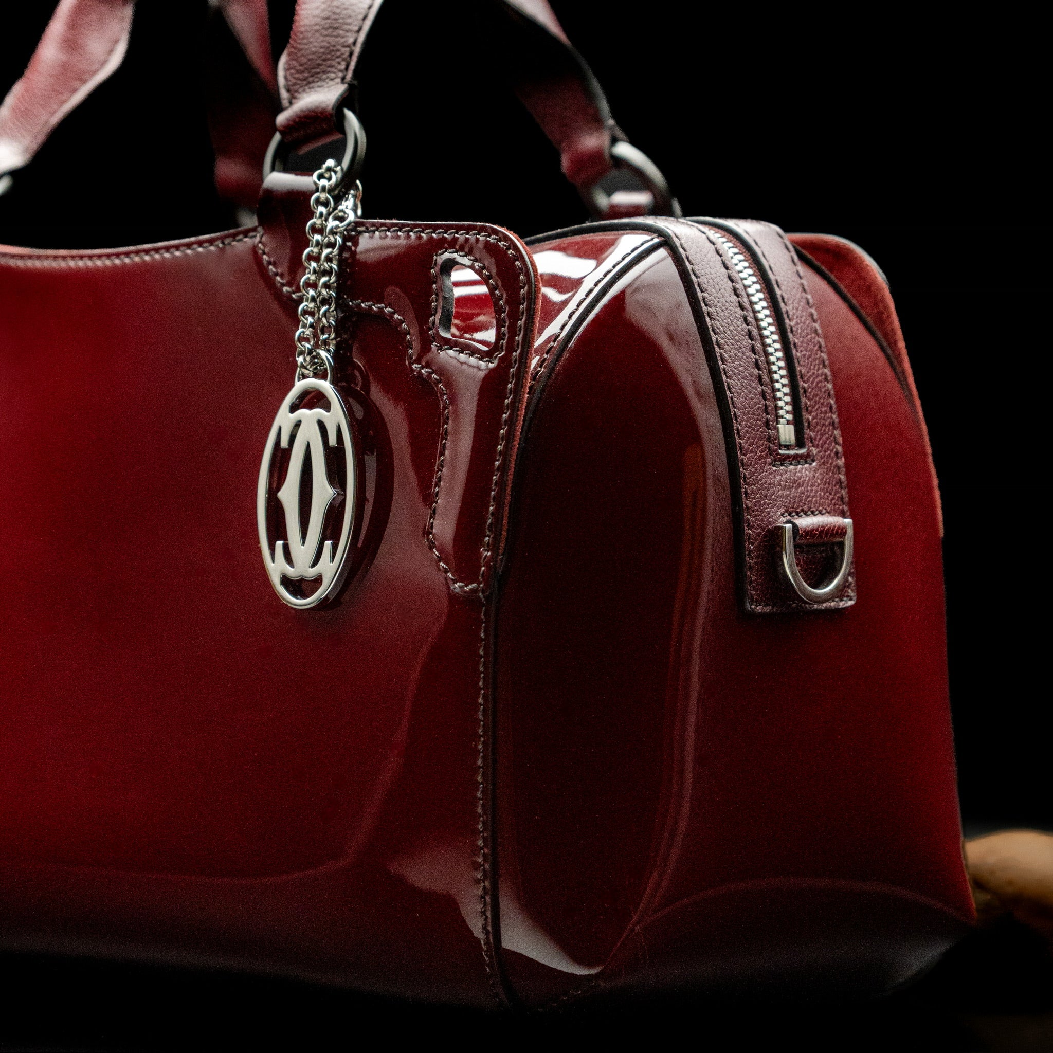 Cartier Marcello de Cartier Small Bowling Bag in Burgundy Patent Calfskin from 2013