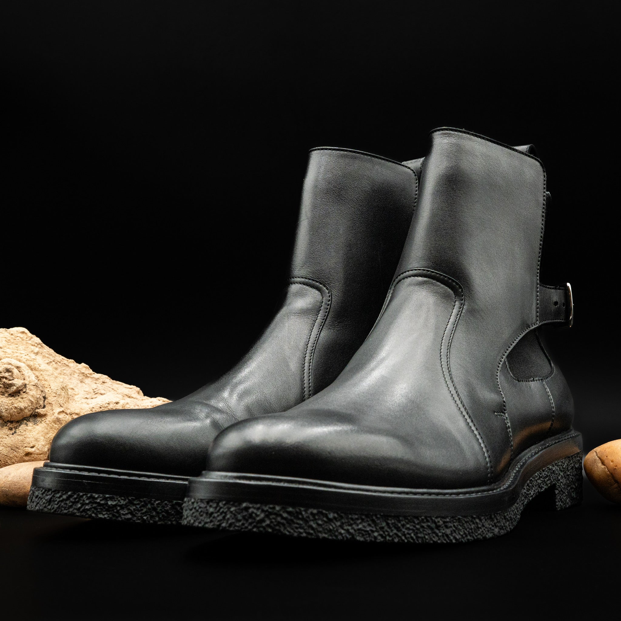 Hermès Distance Chelsea Boots in Black Calfskin (Size 44)