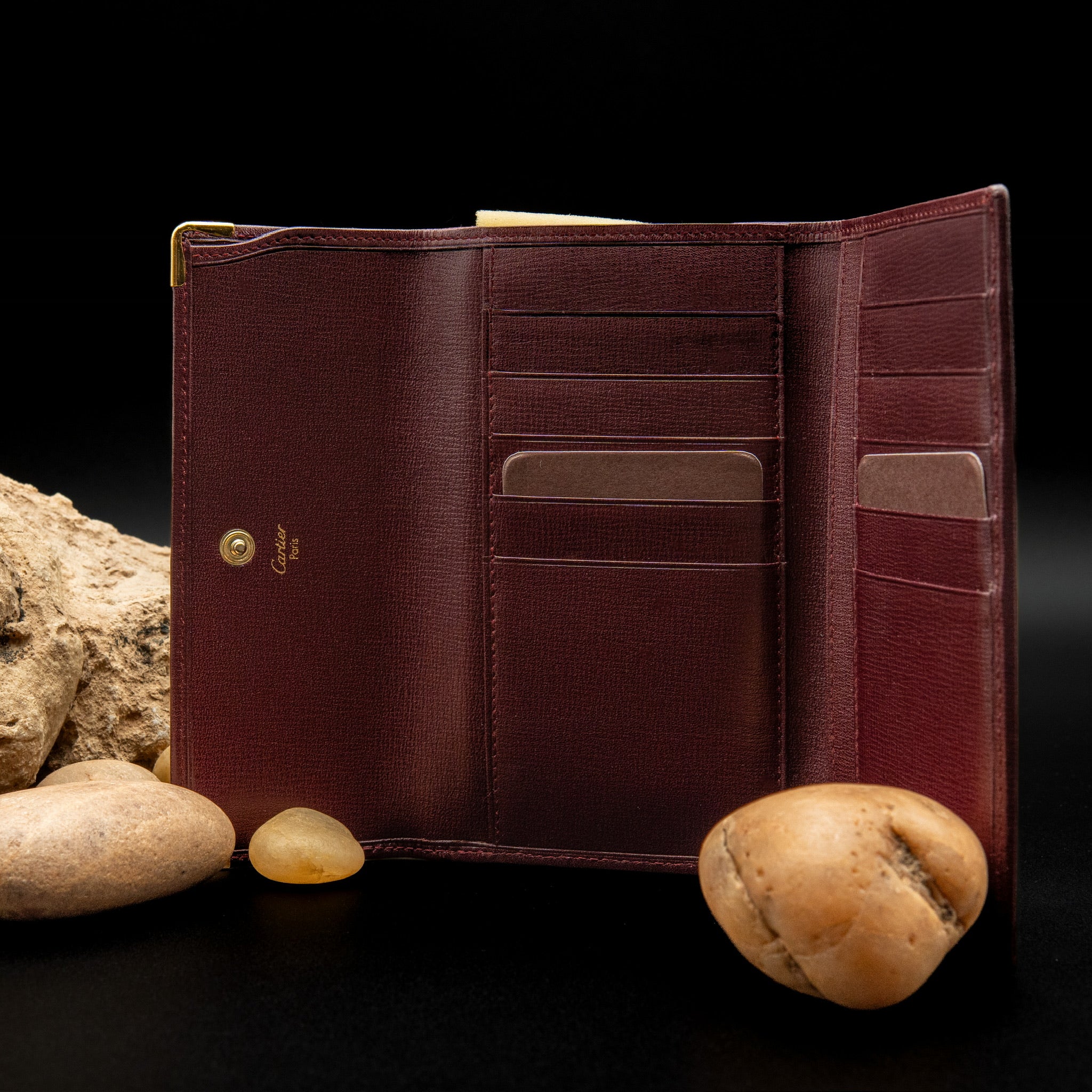 Cartier Must de Cartier Frame Wallet in Bordeaux Cowhide Leather from 1998