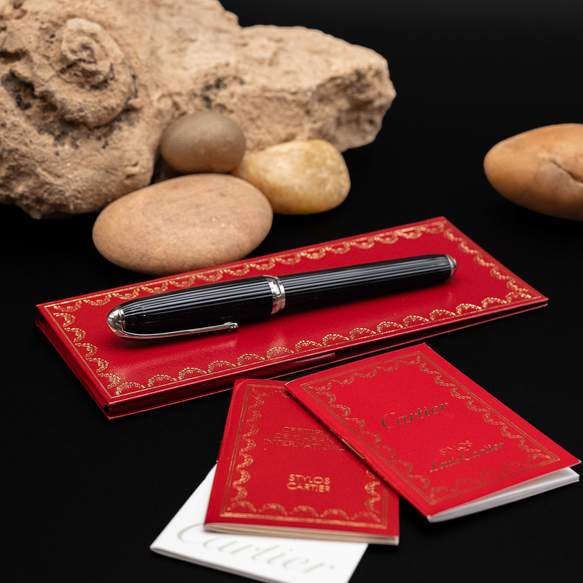 Cartier Louis Cartier Rollerball Pen in Black Composite with Platinum Finish (Ref. ST170040)
