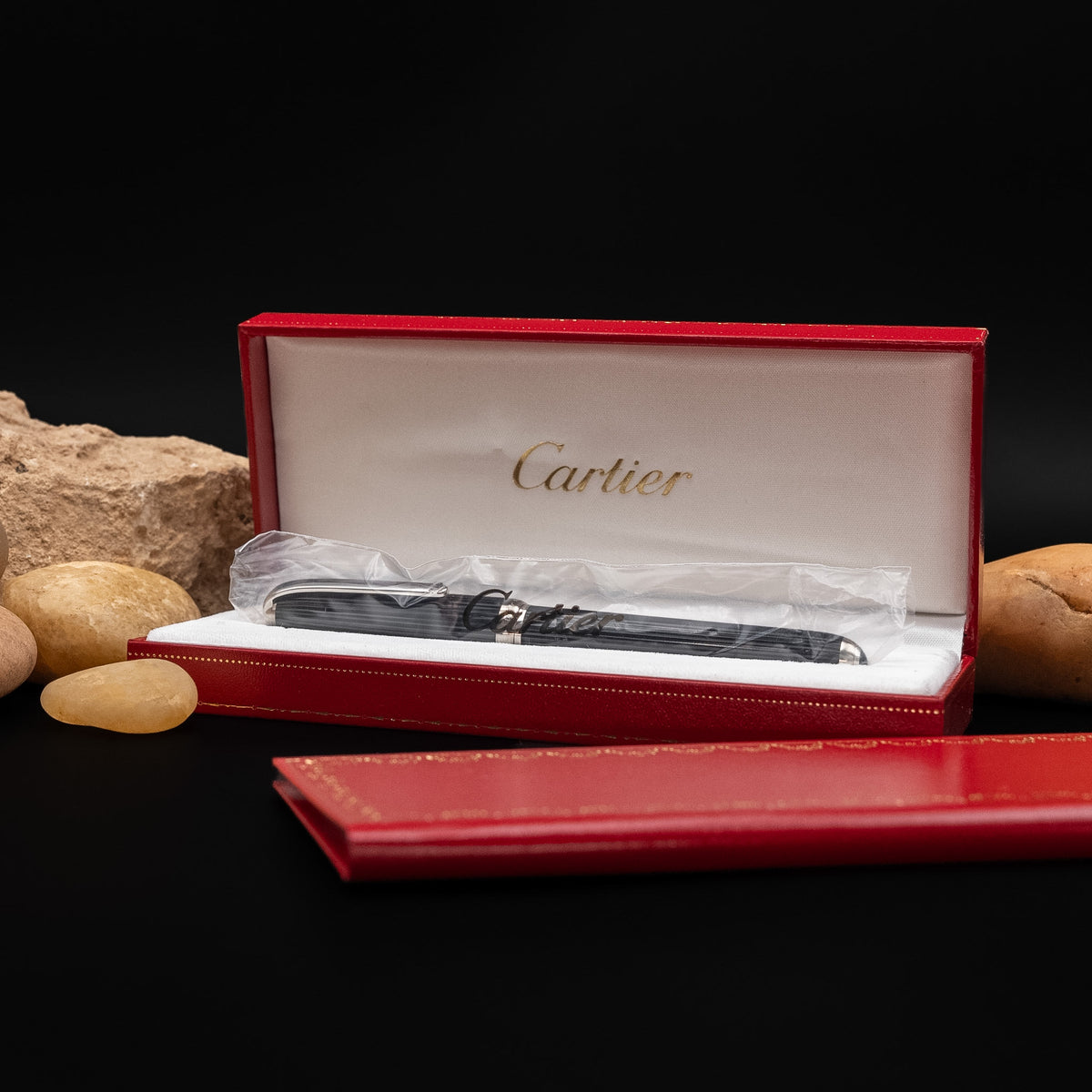 Cartier Louis Cartier Rollerball Pen in Black Composite with Platinum Finish (Ref. ST170040)
