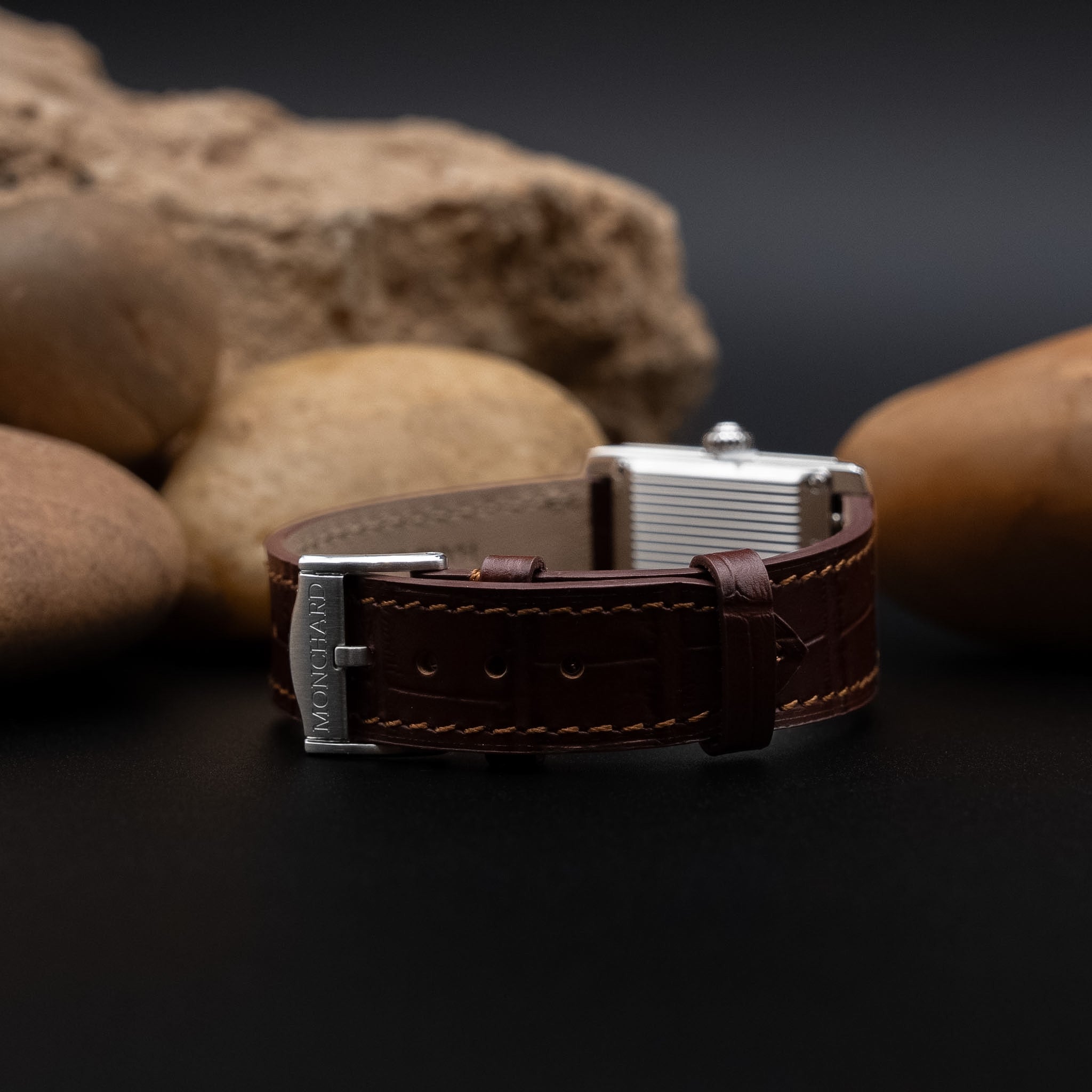Monchard Étape Classic (Ref. ET25M1S) in Olive Green Dial and Brown Croco-Embossed Leather Strap
