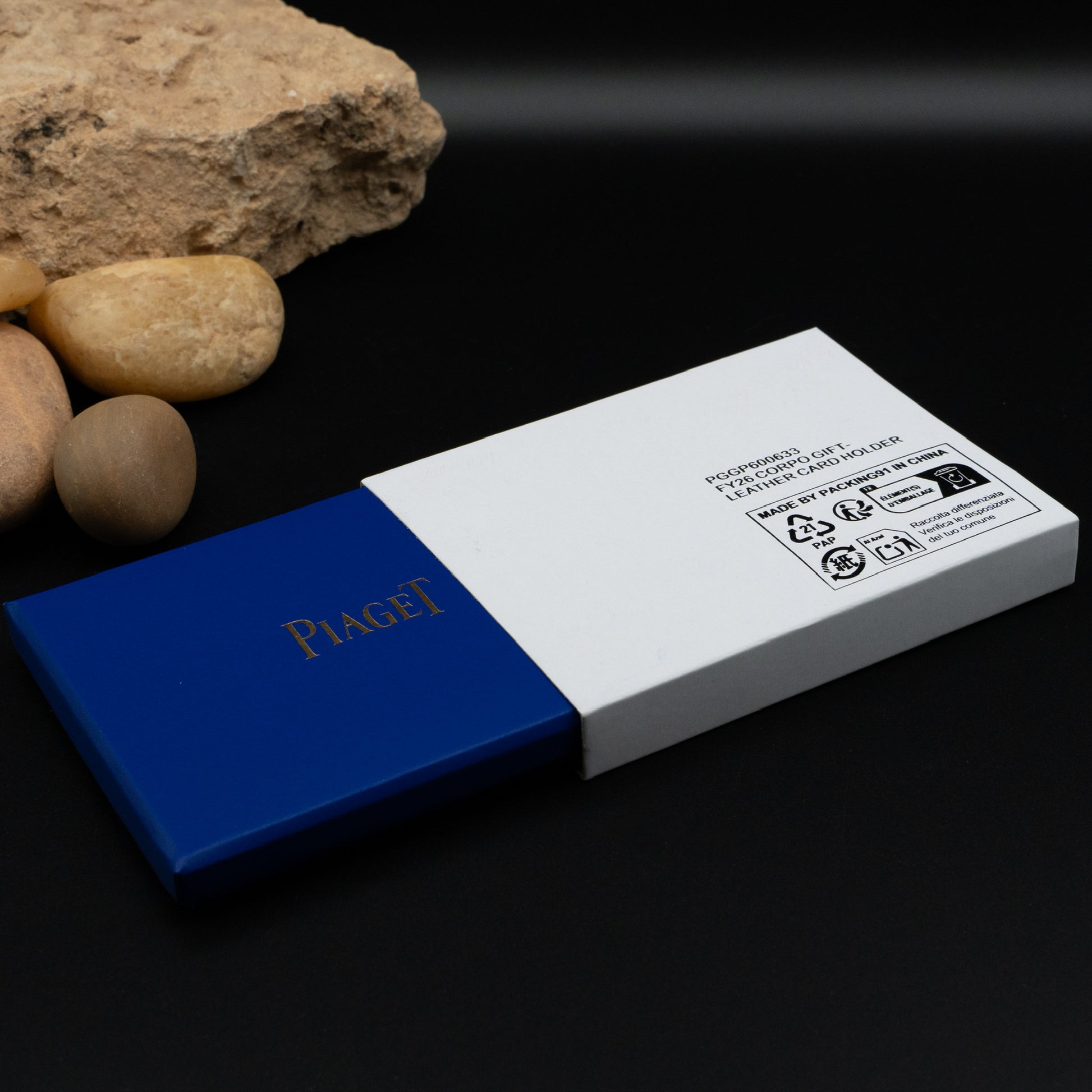 Piaget Leather Card Holder – Blue Pattern