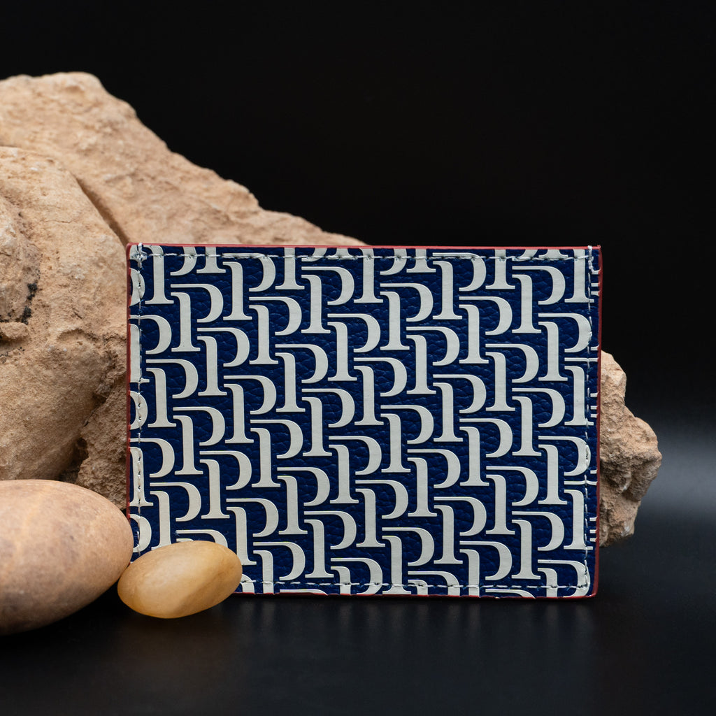 Piaget Leather Card Holder – Blue Pattern