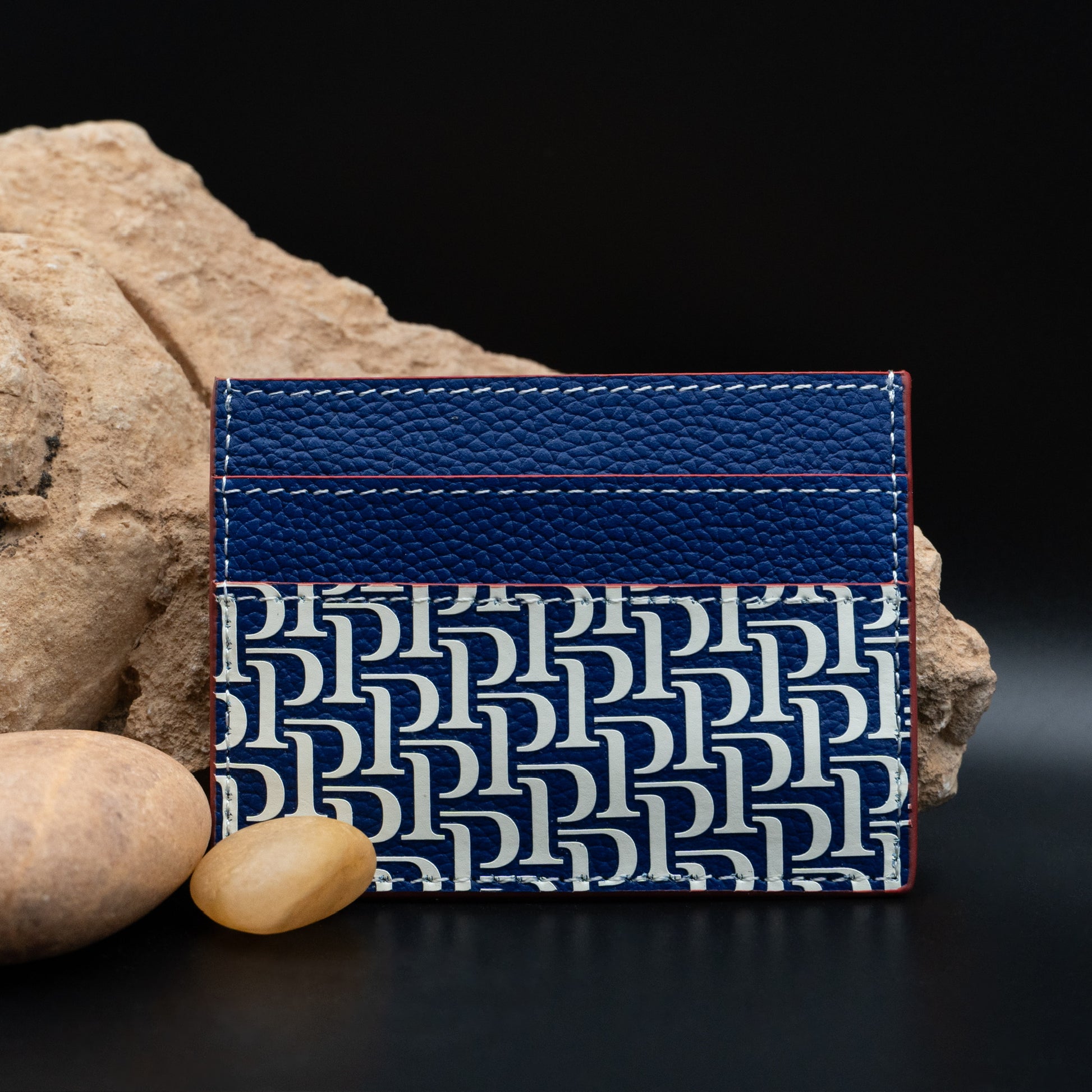 Piaget Leather Card Holder – Blue Pattern