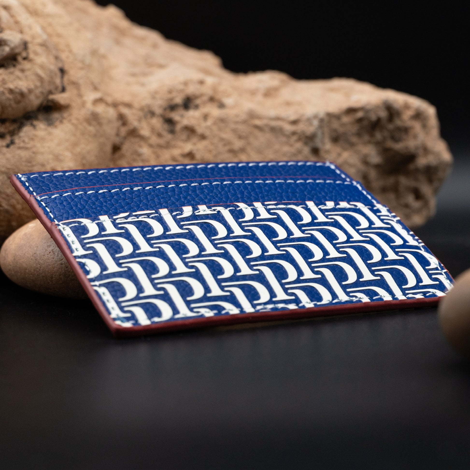 Piaget Leather Card Holder – Blue Pattern
