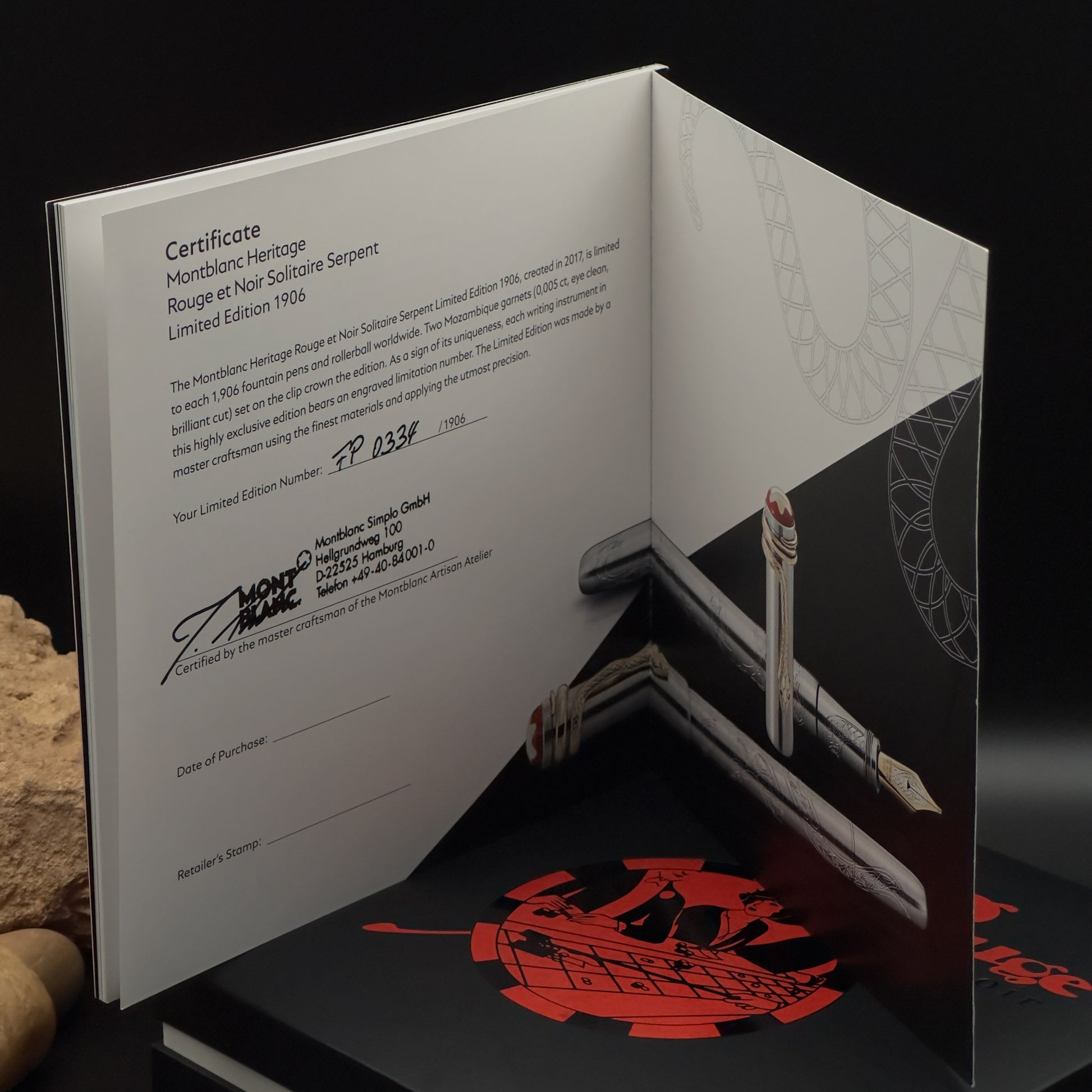 Montblanc Heritage Rouge et Noir Solitaire Serpent Fountain Pen - Limited Edition 1906
