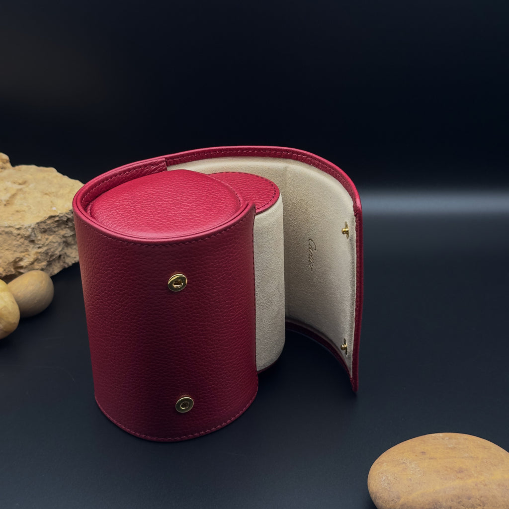 Cartier Red Leather Watch Travel Case