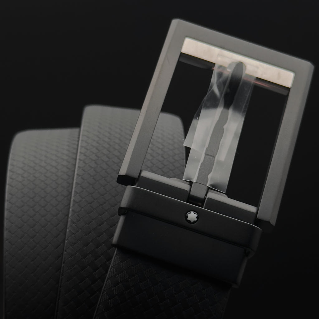 Montblanc Black Reversible Carbon Fiber Leather Belt