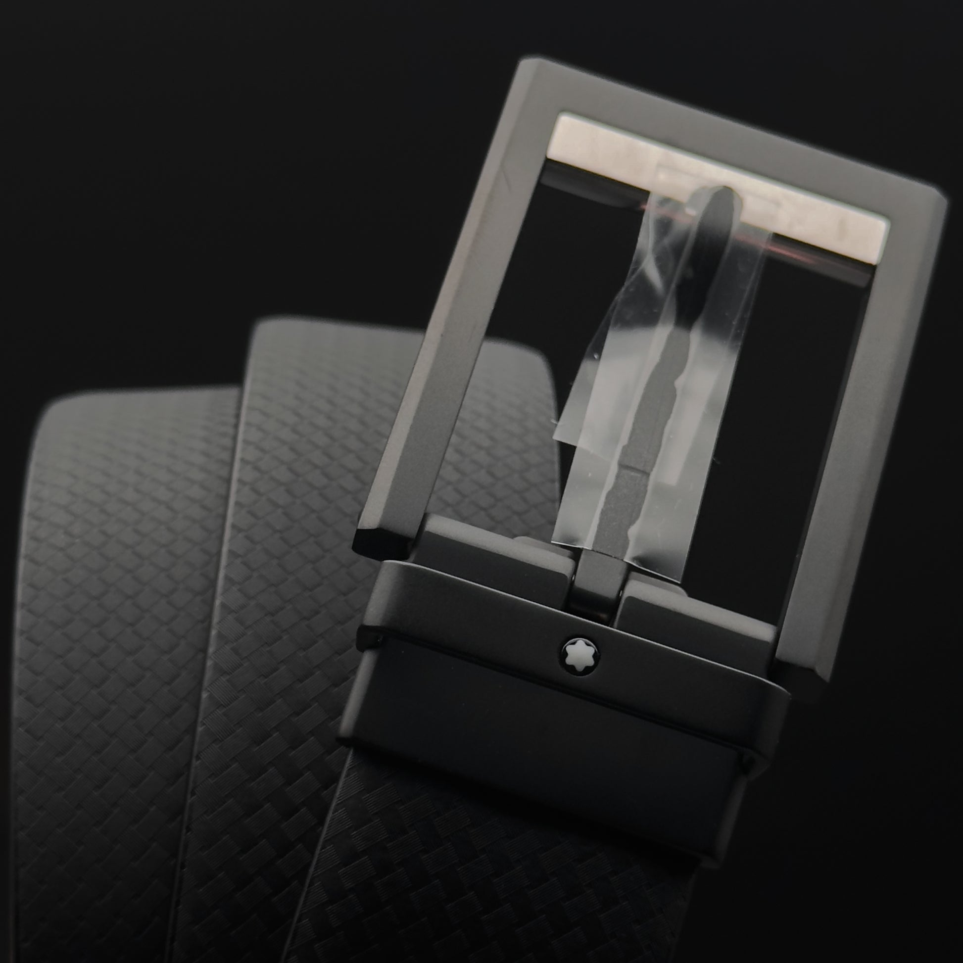 Montblanc Black Reversible Carbon Fiber Leather Belt
