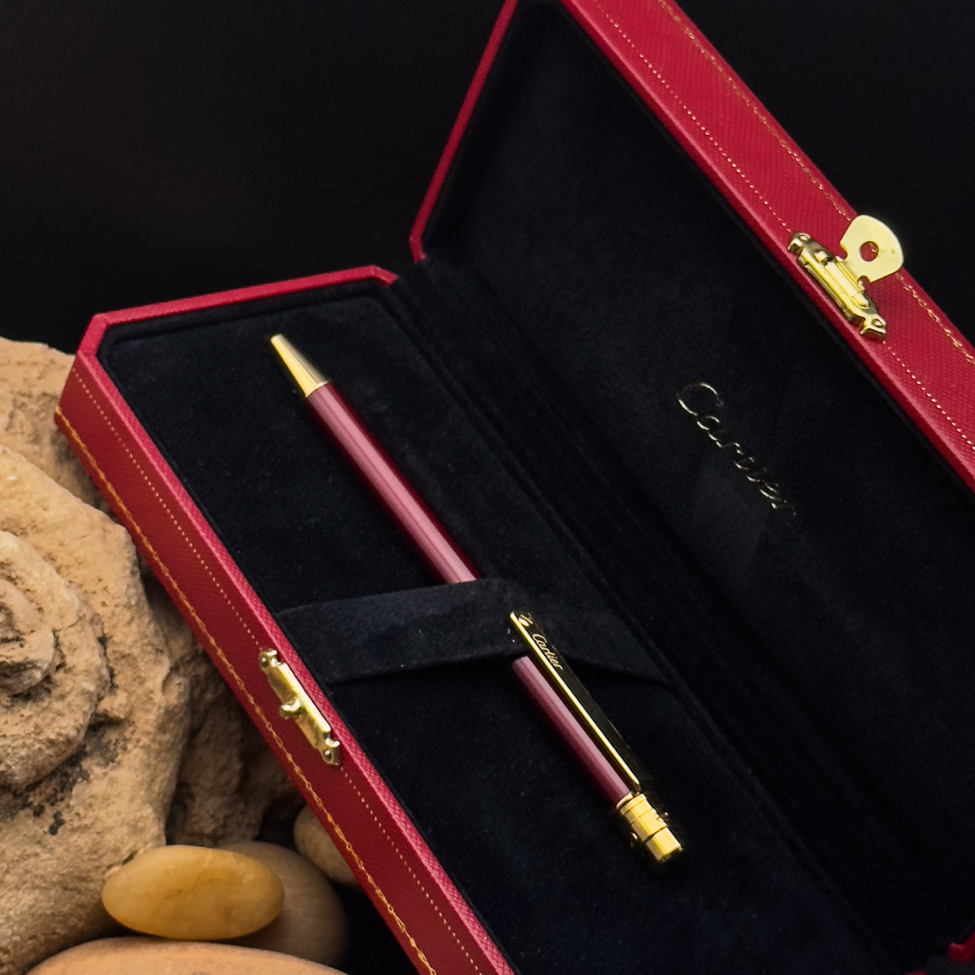 Santos de Cartier Ballpoint Pen in Burgundy Lacquer