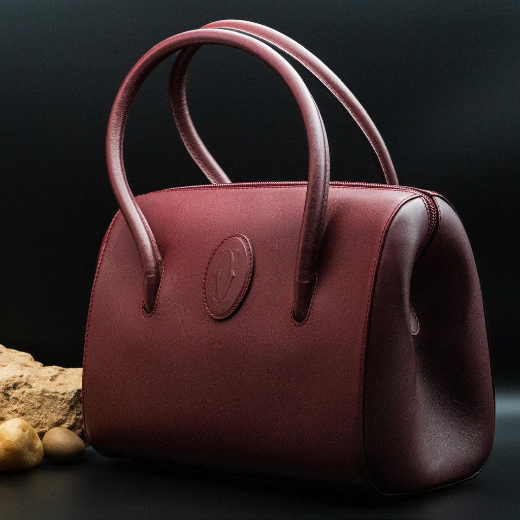 Must de Cartier Mini Boston Bag in Bordeaux Leather