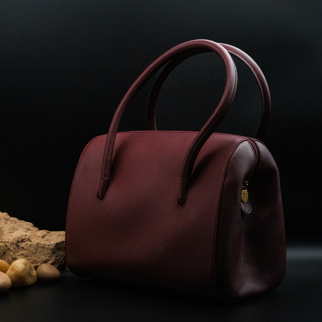 Must de Cartier Mini Boston Bag in Bordeaux Leather