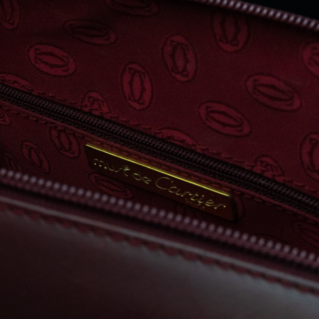 Must de Cartier Mini Boston Bag in Bordeaux Leather
