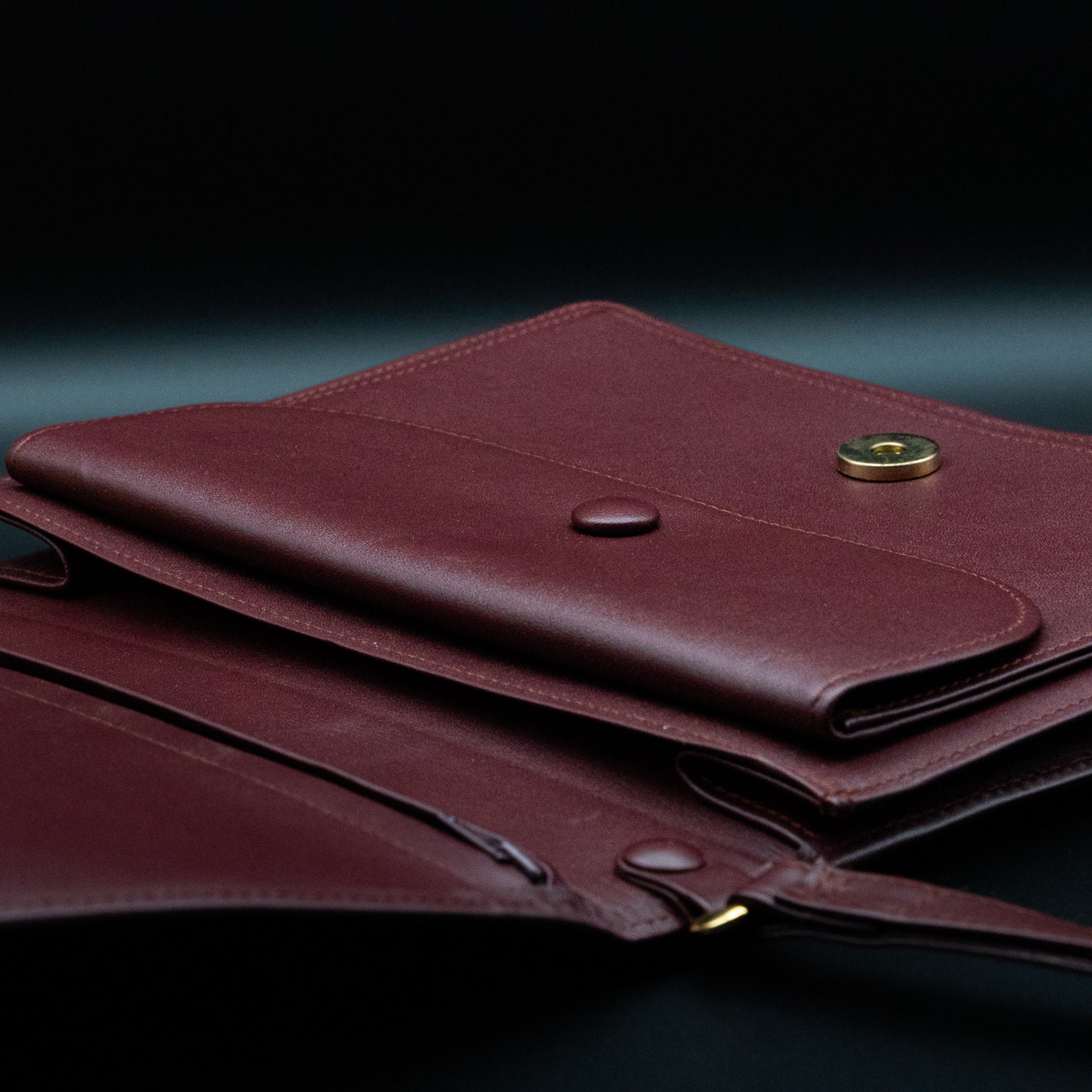 Must de Cartier Bordeaux Leather Document Clutch with Strap