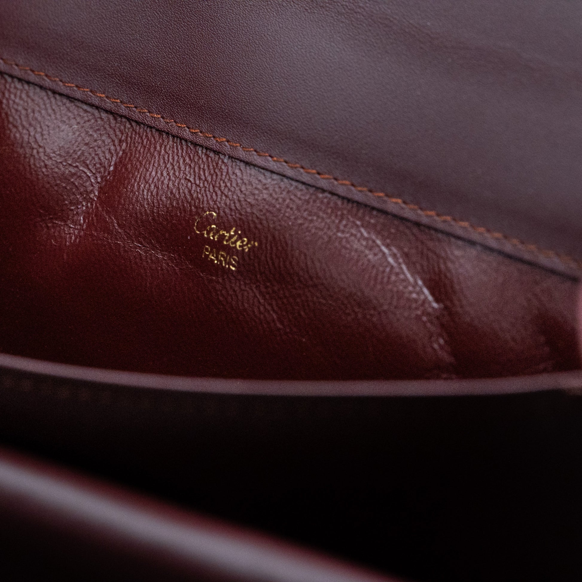 Must de Cartier Bordeaux Leather Document Clutch with Strap