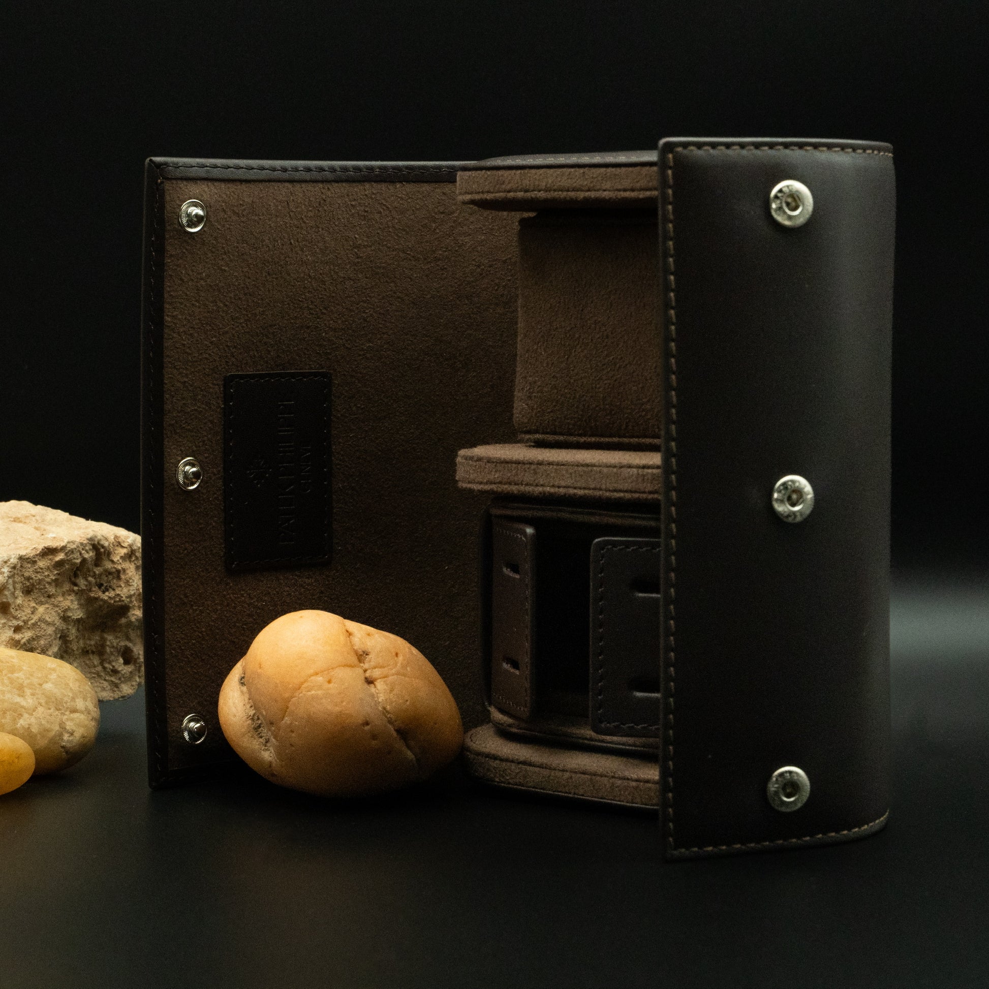 Patek Philippe Étui Brown Leather Travel Case – Two-Watch & Cufflink Holder