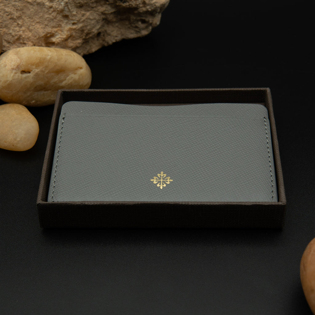 Patek Philippe Calatrava Cross Grey Saffiano Leather Card Holder