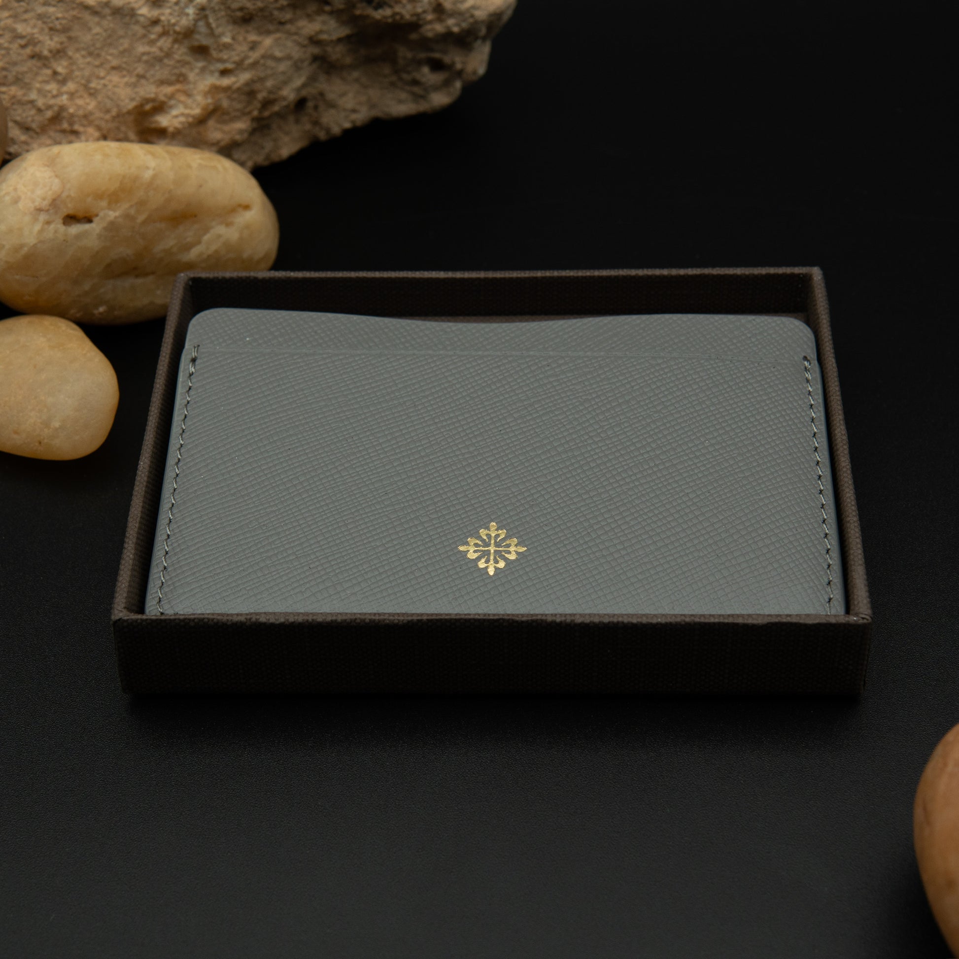 Patek Philippe Calatrava Cross Grey Saffiano Leather Card Holder