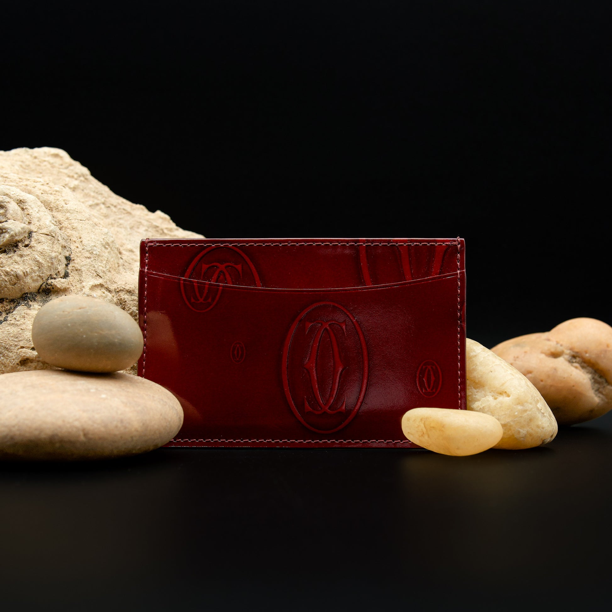 Cartier “Happy Birthday” Bordeaux Red Vernis Leather Card Holder