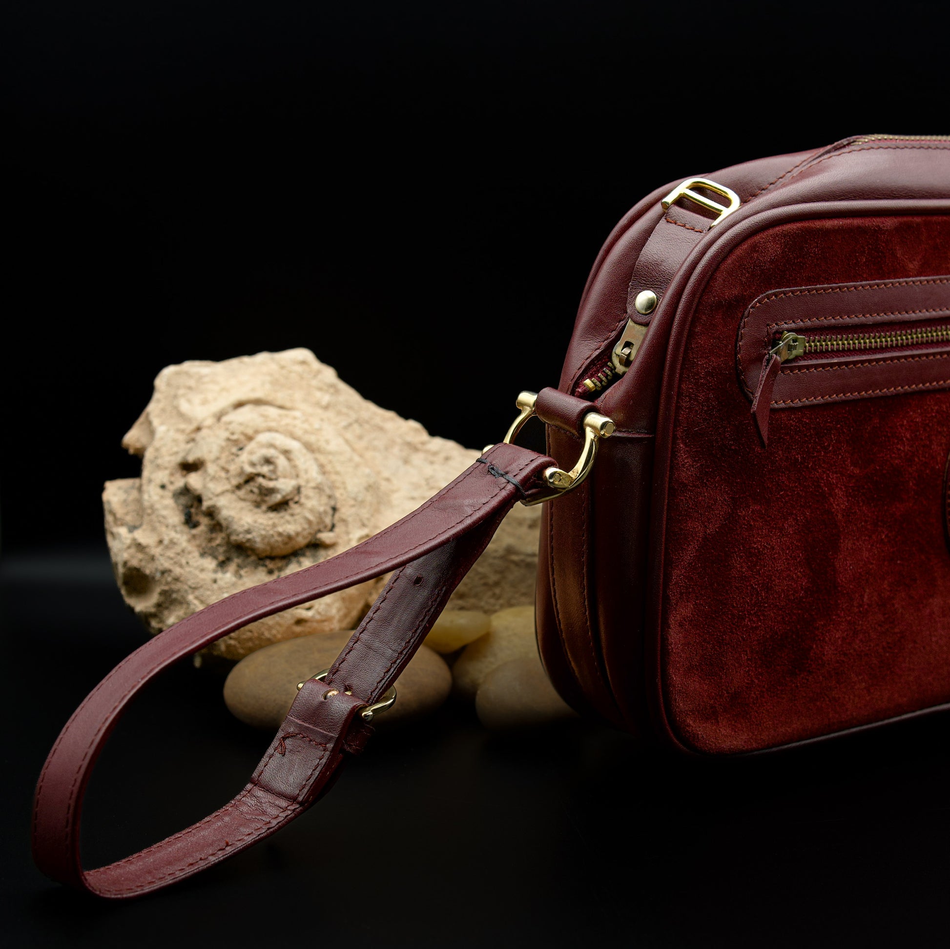 Must de Cartier Bordeaux Suede and Leather Bag with Clutch Strap (1970s–1980s)