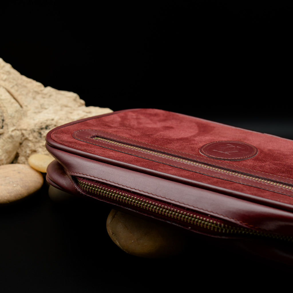 Must de Cartier Bordeaux Suede and Leather Bag with Clutch Strap (1970s–1980s)