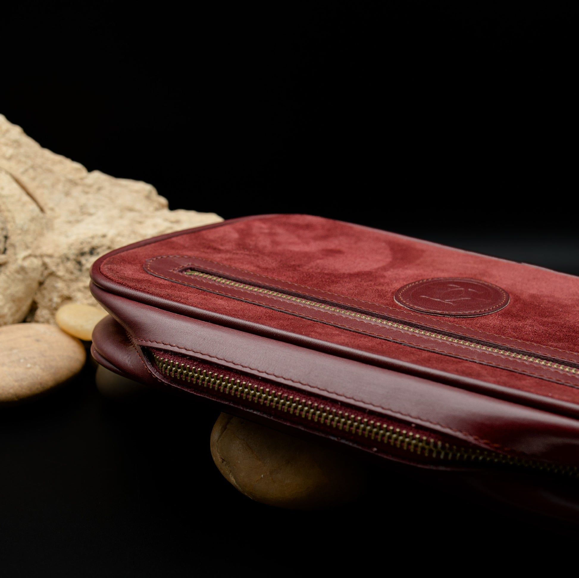 Must de Cartier Bordeaux Suede and Leather Bag with Clutch Strap (1970s–1980s)