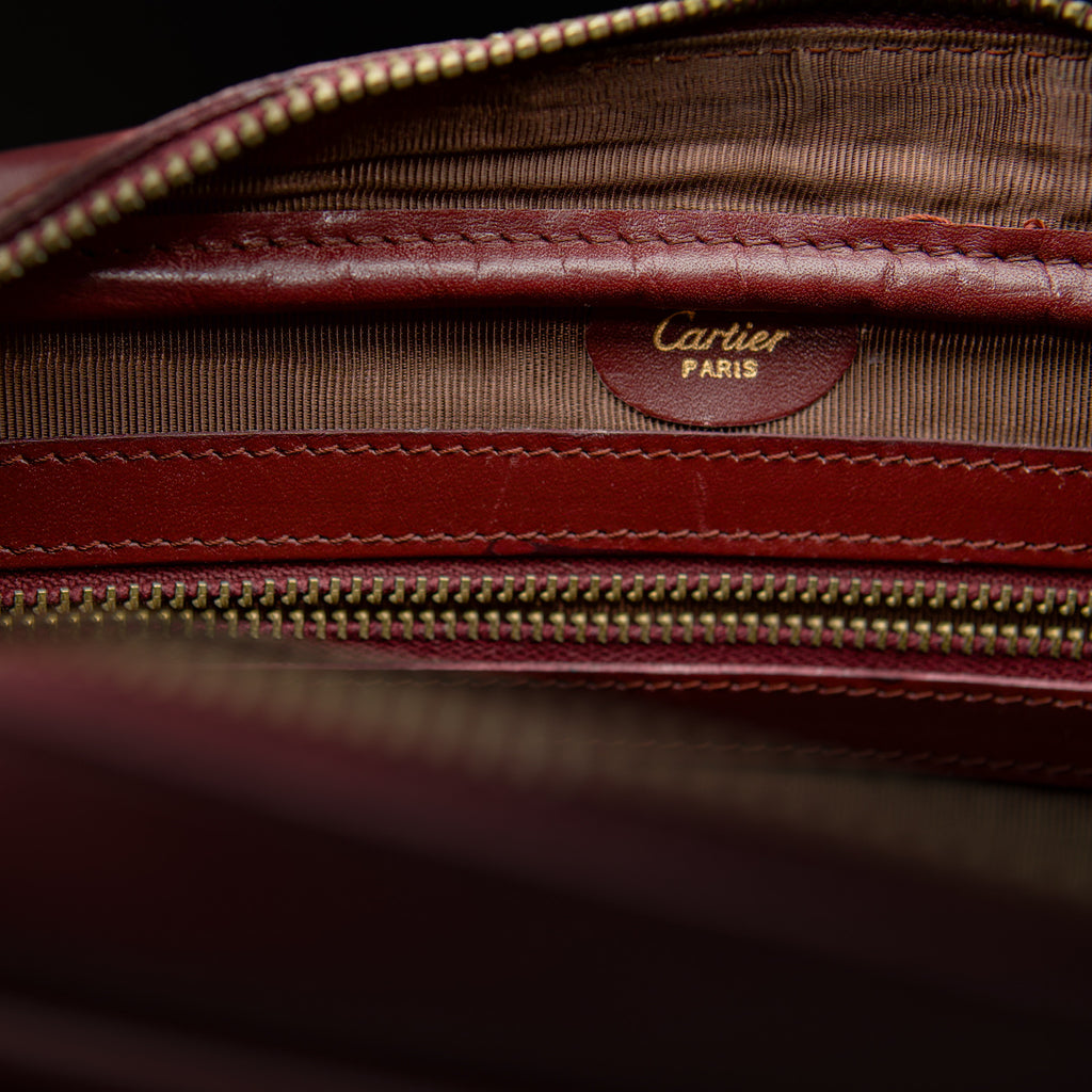 Must de Cartier Bordeaux Suede and Leather Bag with Clutch Strap (1970s–1980s)