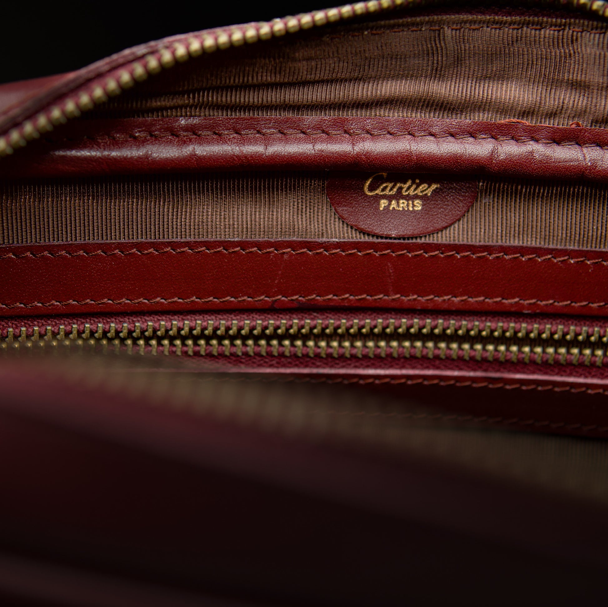 Must de Cartier Bordeaux Suede and Leather Bag with Clutch Strap (1970s–1980s)