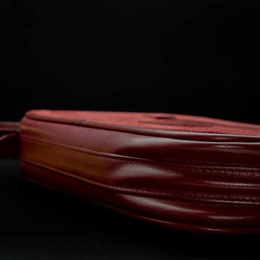 Must de Cartier Bordeaux Suede and Leather Bag with Clutch Strap (1970s–1980s)