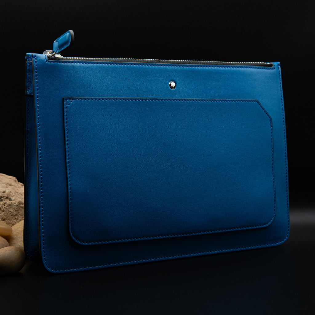 Montblanc Meisterstück Urban Clutch with Two Zips in Blue Leather