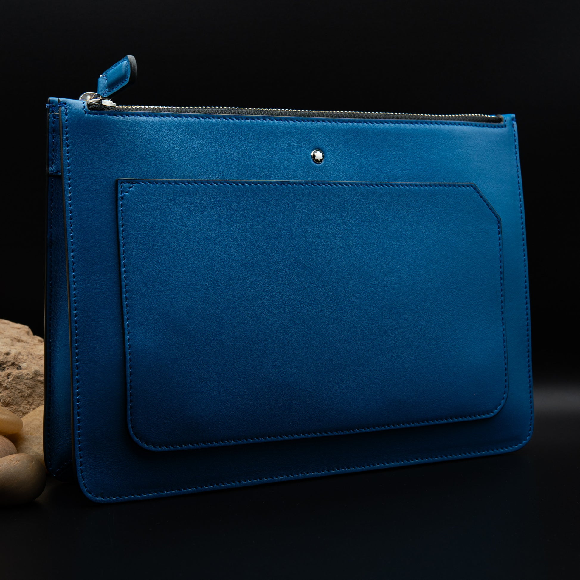 Montblanc Meisterstück Urban Clutch with Two Zips in Blue Leather
