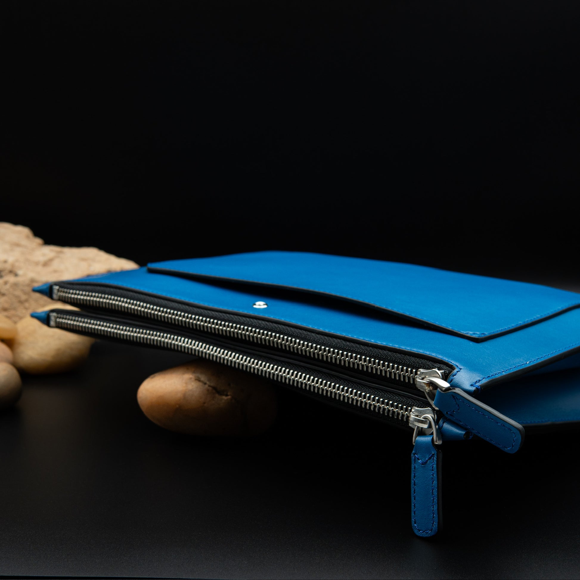 Montblanc Meisterstück Urban Clutch with Two Zips in Blue Leather