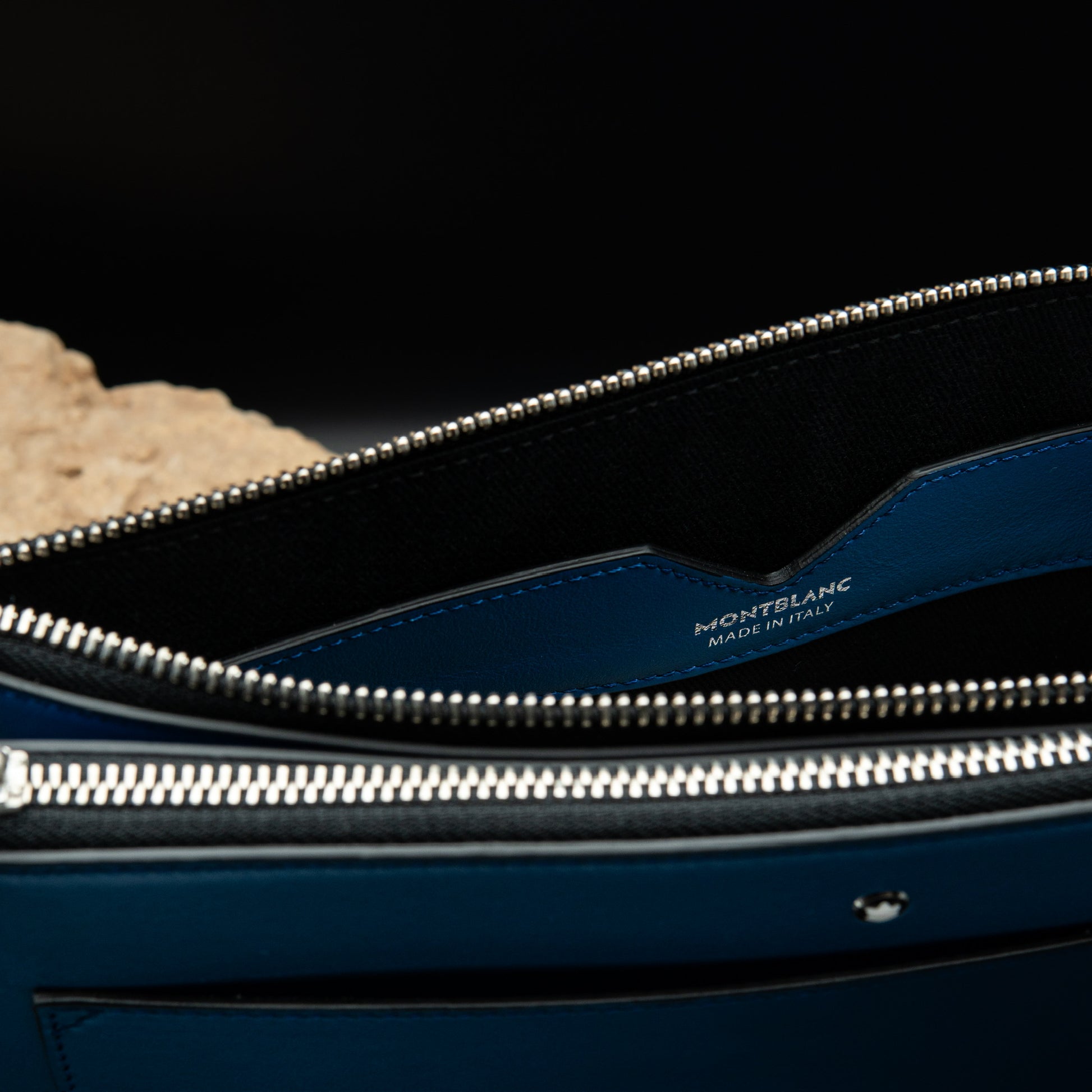 Montblanc Meisterstück Urban Clutch with Two Zips in Blue Leather