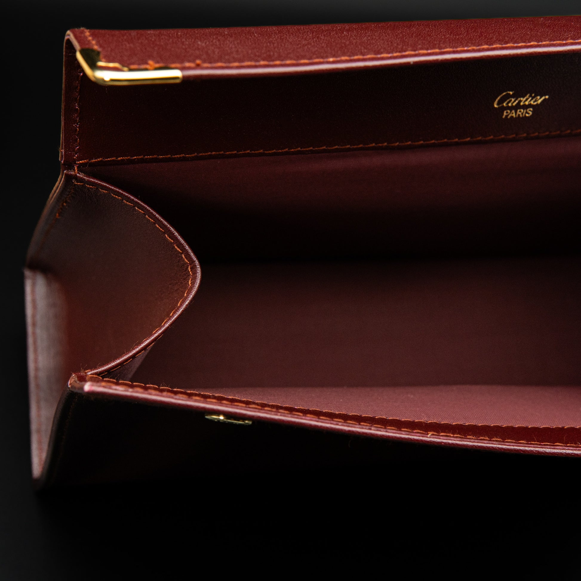 Cartier Must de Cartier Envelope Pouch in Burgundy Leather with Gold Accents from 1992