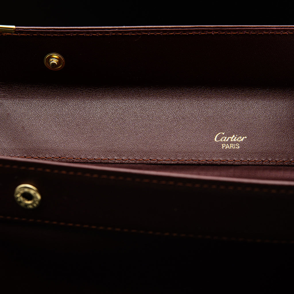 Cartier Must de Cartier Envelope Pouch in Burgundy Leather with Gold Accents from 1992