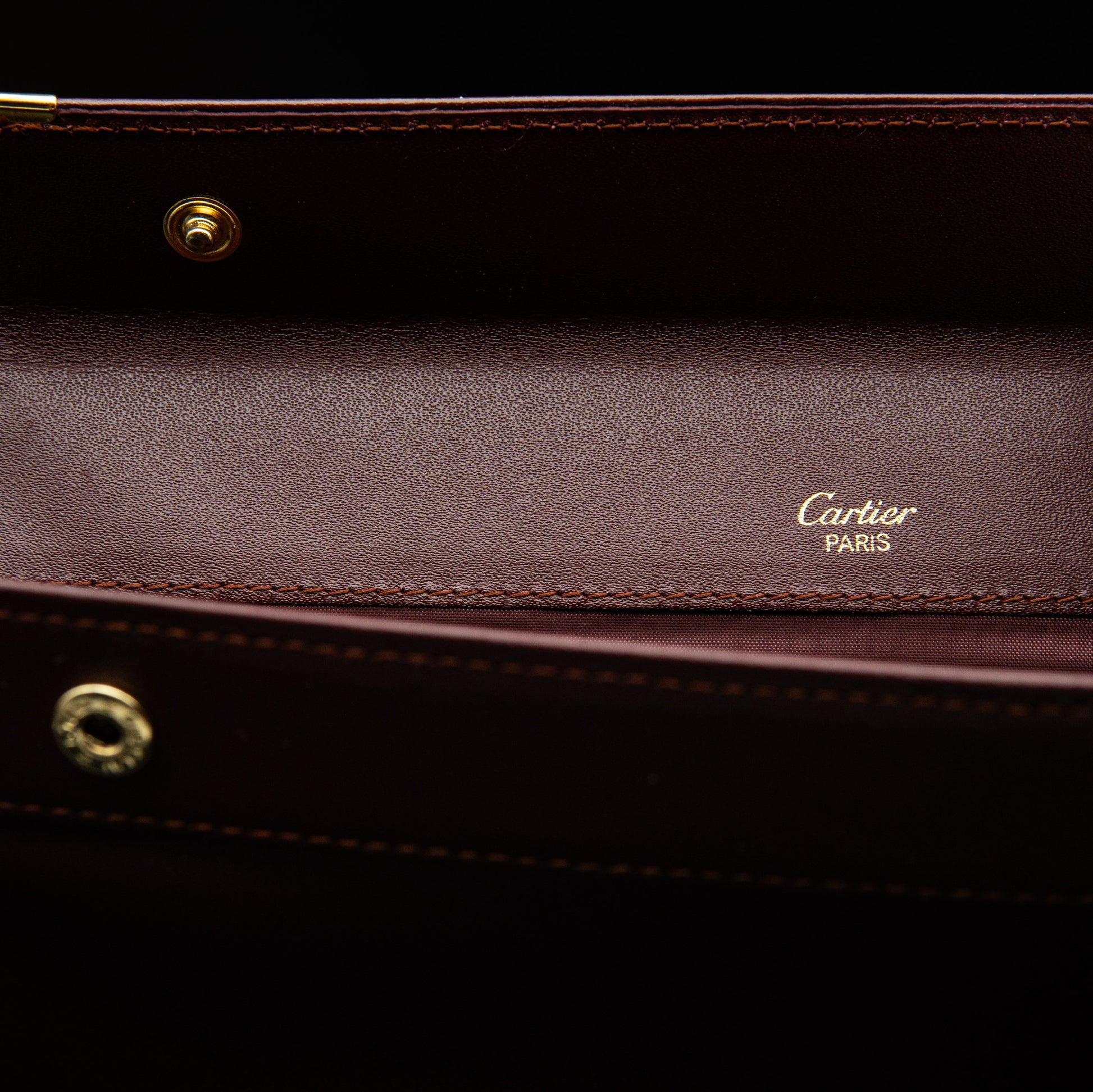 Cartier Must de Cartier Envelope Pouch in Burgundy Leather with Gold Accents from 1992