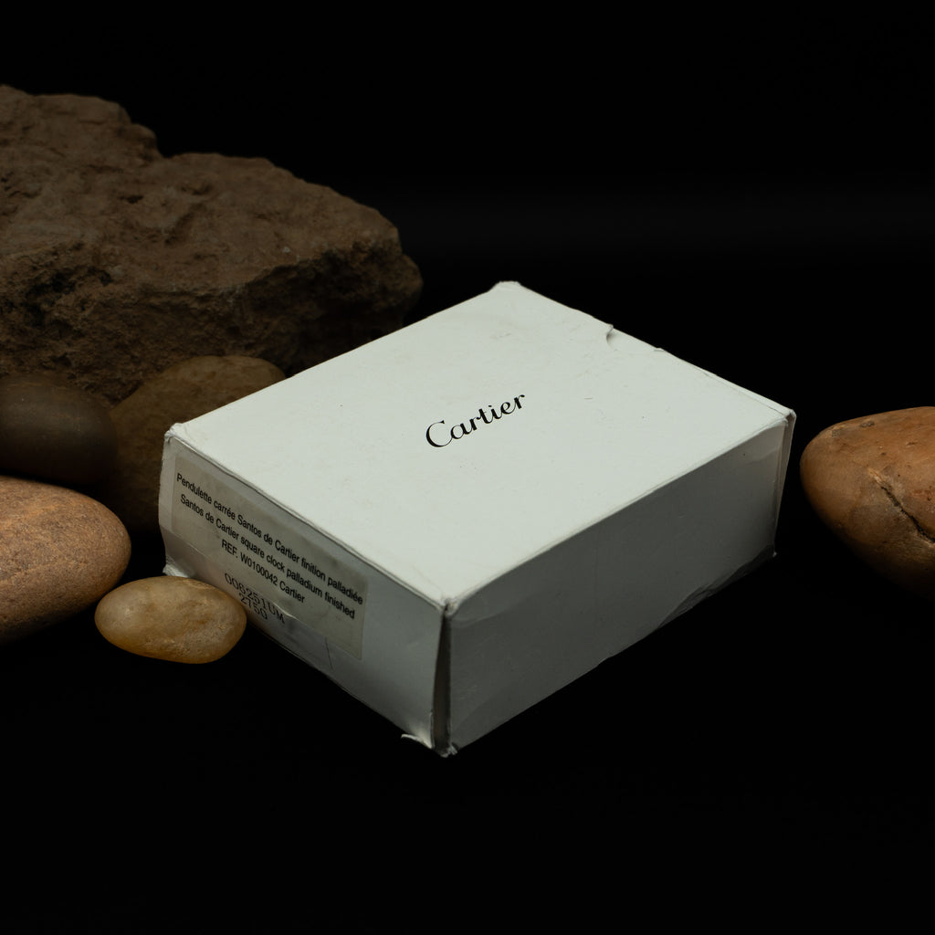 Cartier Santos de Cartier Desk Alarm Clock – Palladium-Finished Steel with Leather Base