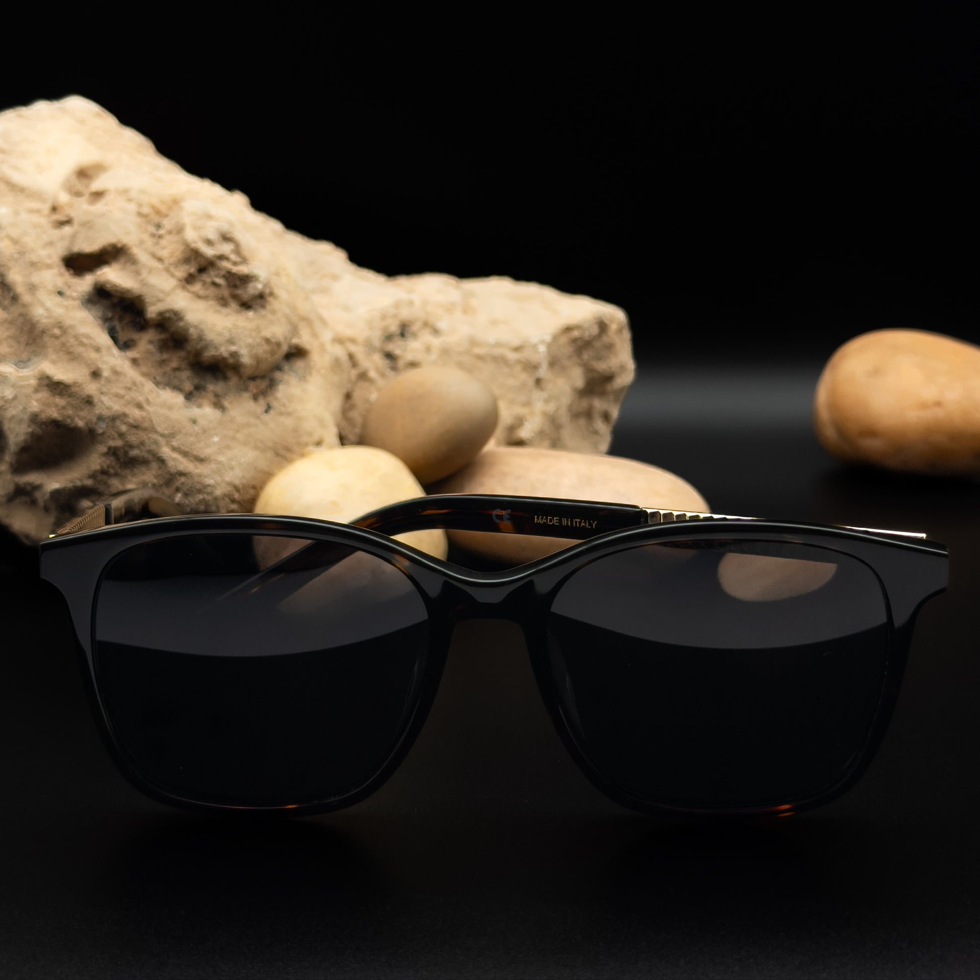 Rolex Sunglasses in Havana Black Acetate & Gold-Tone Fluted Temples - ANYOC Model Size 55□18 140