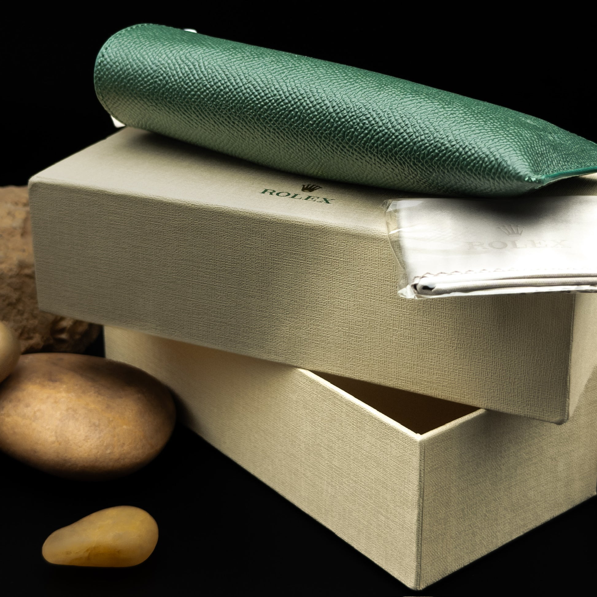 Rolex Sunglasses in Havana Black Acetate & Gold-Tone Fluted Temples - ANYOC Model Size 55□18 140