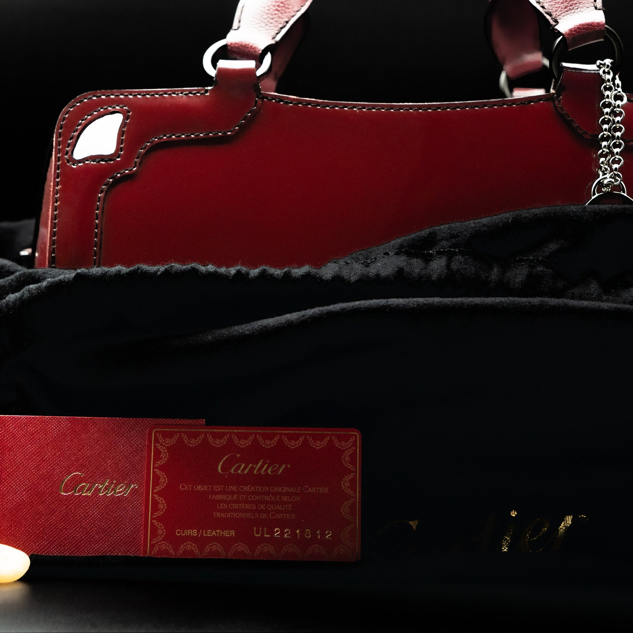 Cartier Marcello de Cartier Small Bowling Bag in Burgundy Patent Calfskin from 2013