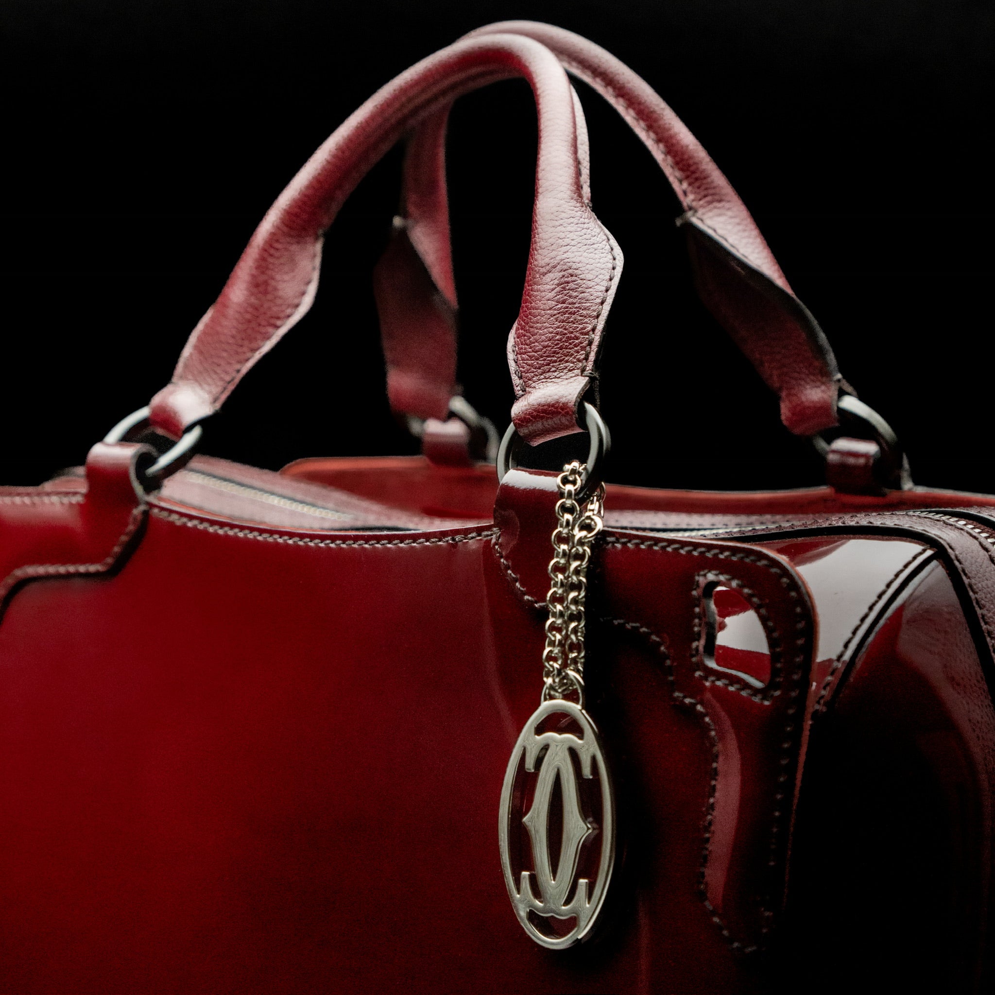 Cartier Marcello de Cartier Small Bowling Bag in Burgundy Patent Calfskin from 2013