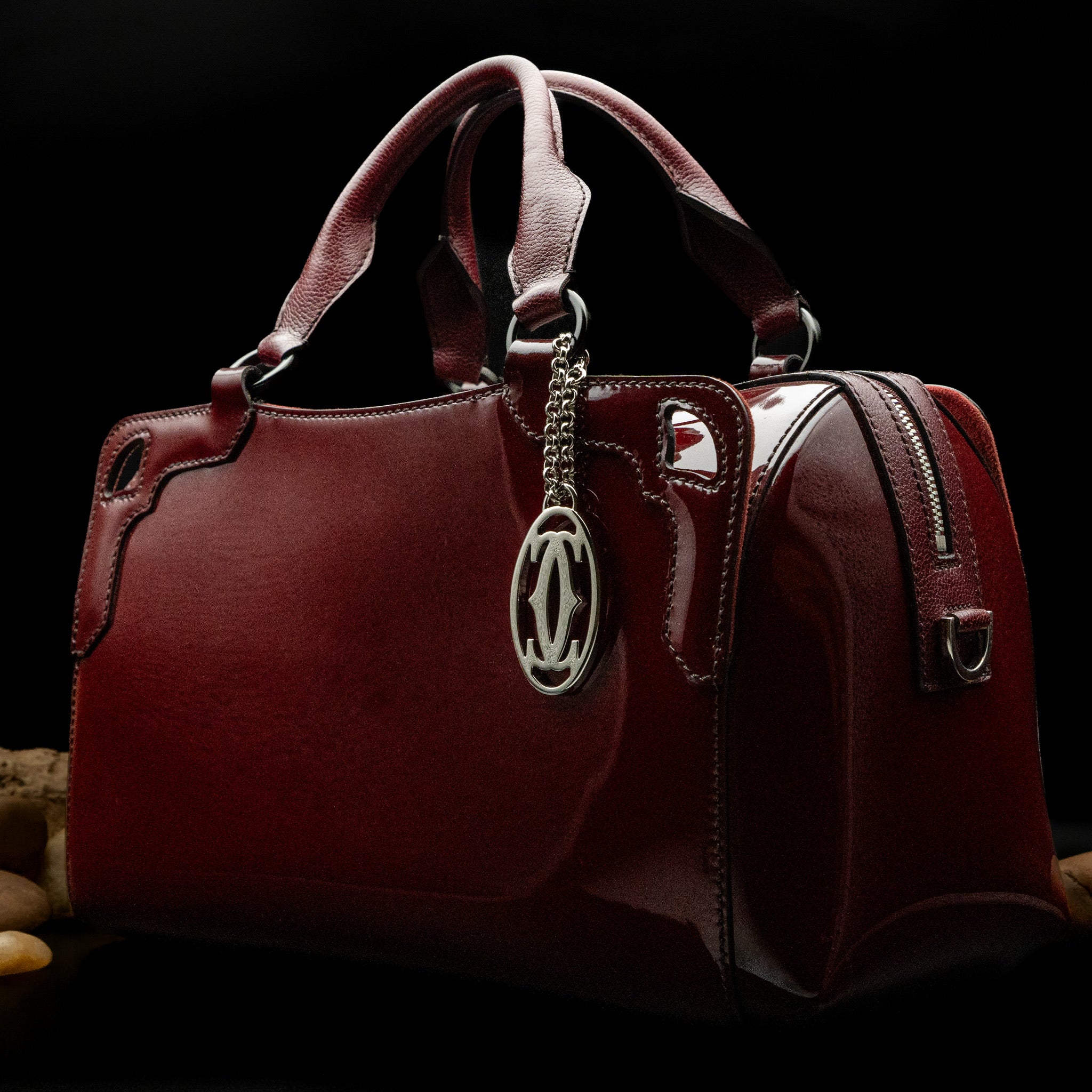 Cartier Marcello de Cartier Small Bowling Bag in Burgundy Patent Calfskin from 2013