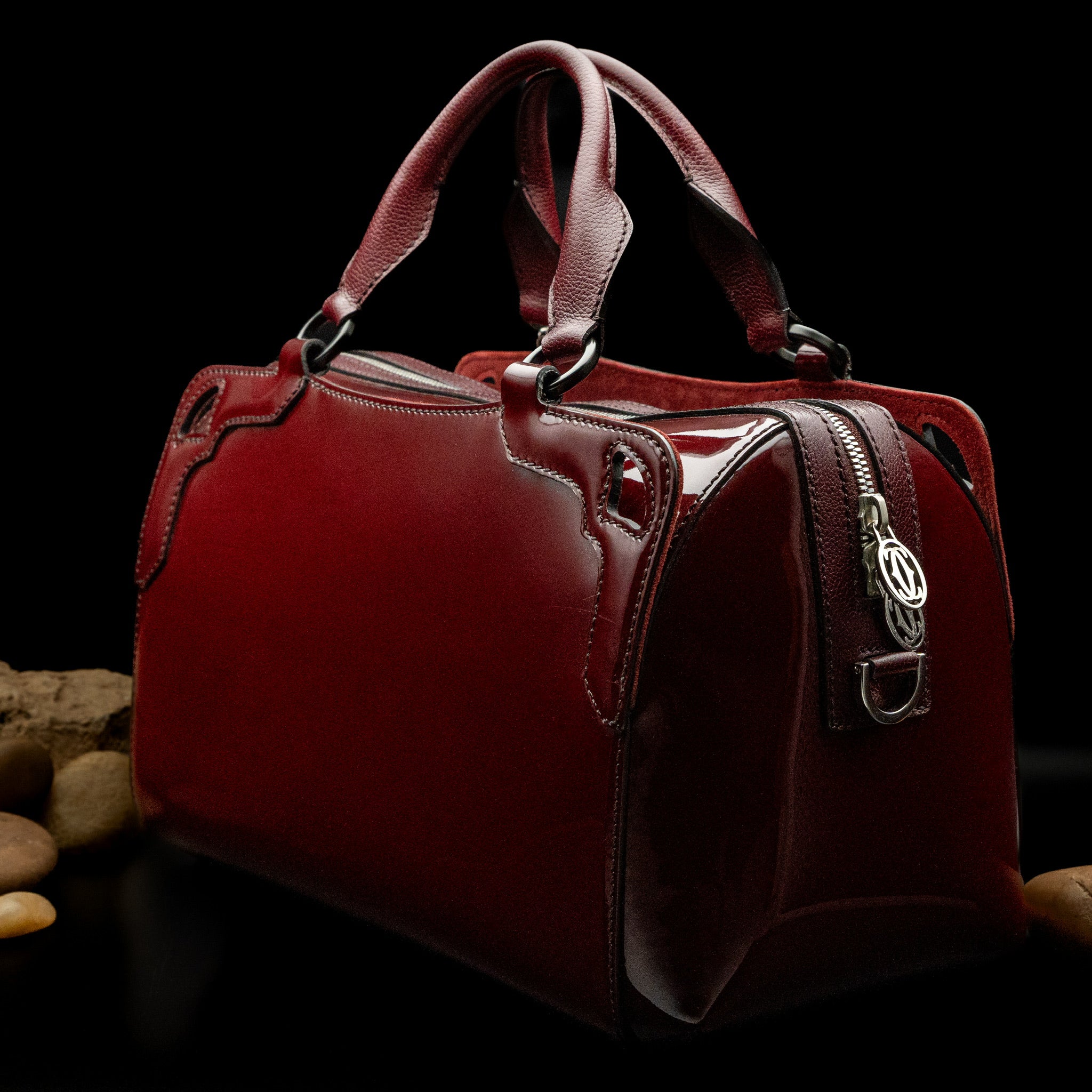 Cartier Marcello de Cartier Small Bowling Bag in Burgundy Patent Calfskin from 2013