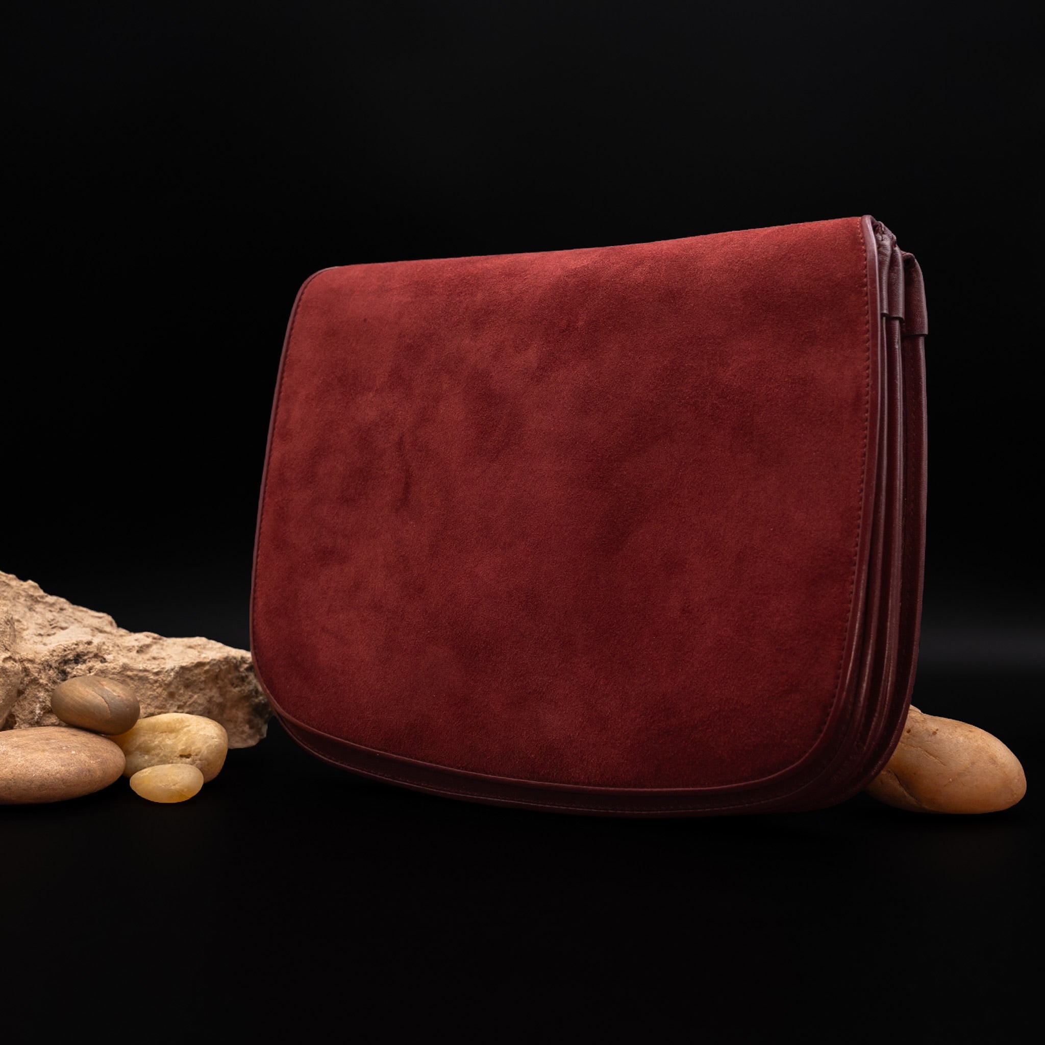 Cartier Must de Cartier Suede Crossbag in Bordeaux Leather from the 1970's