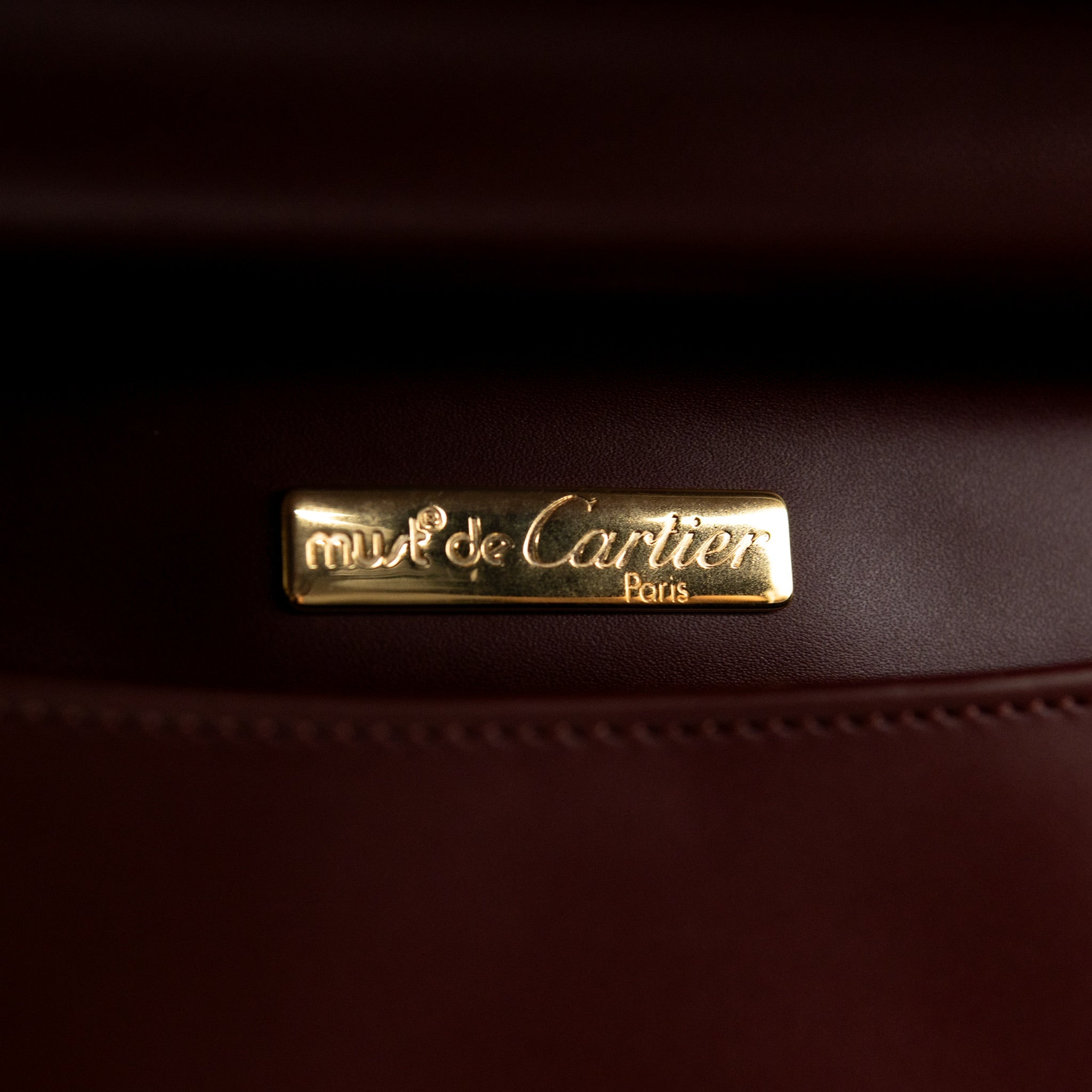 Cartier Must de Cartier Leather Briefcase in Burgundy Smooth Calfskin from the 1990s