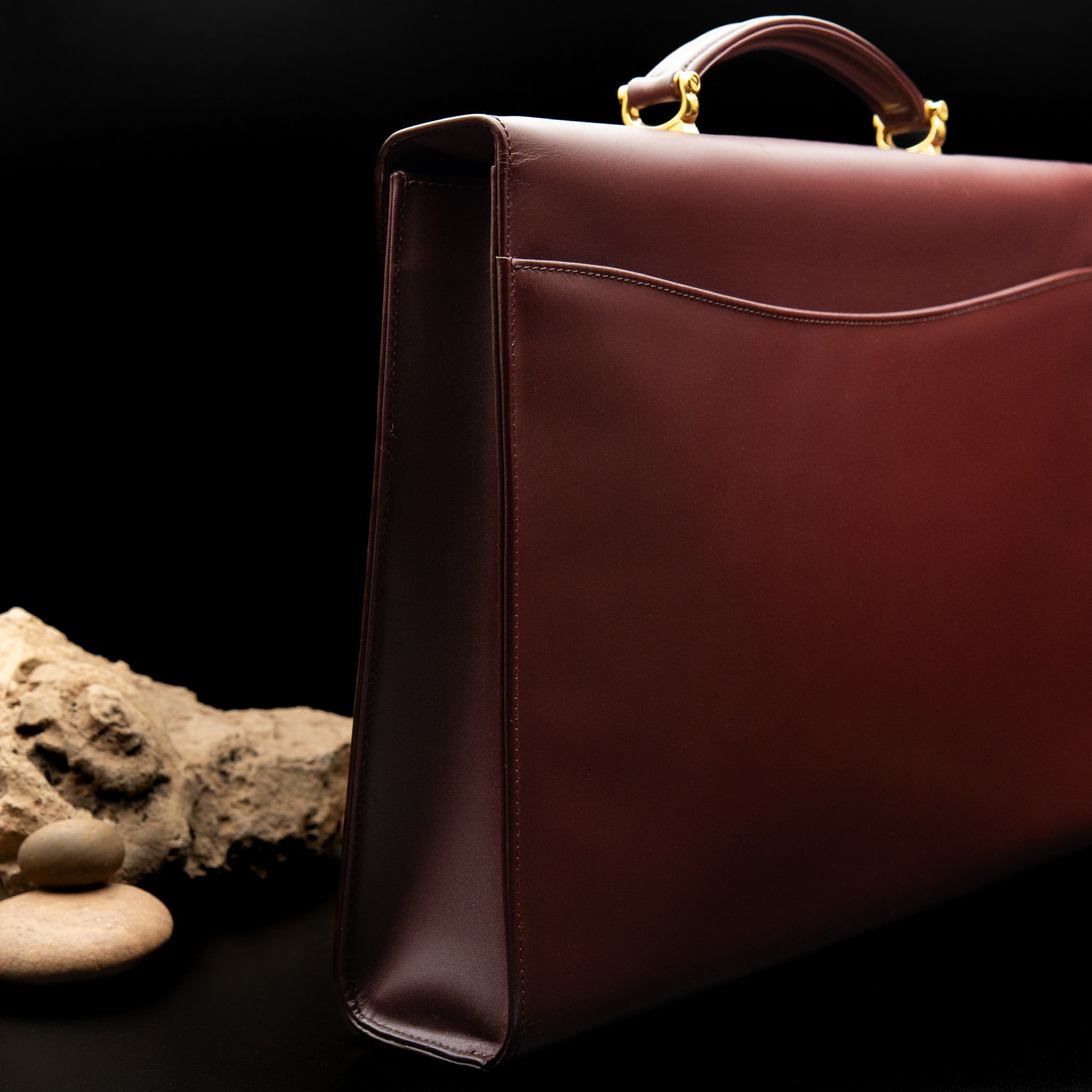 Cartier Must de Cartier Leather Briefcase in Burgundy Smooth Calfskin from the 1990s