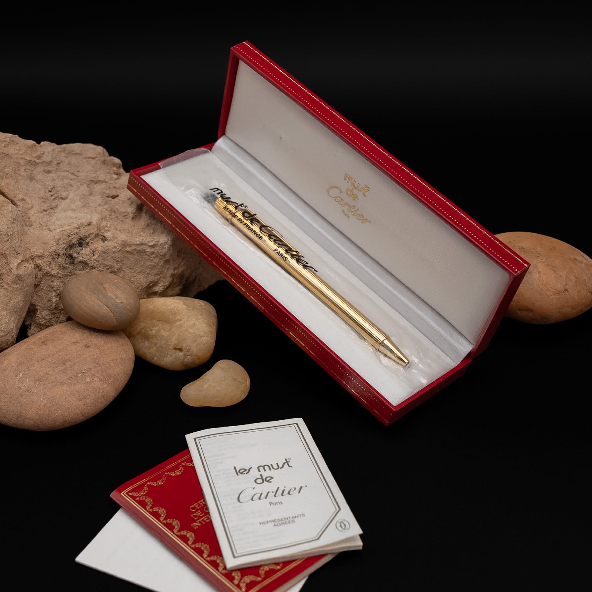 Cartier Must II Godron Gold-Plated Ballpoint Pen (Airplane In-Flight Sales Version) from the 1980's