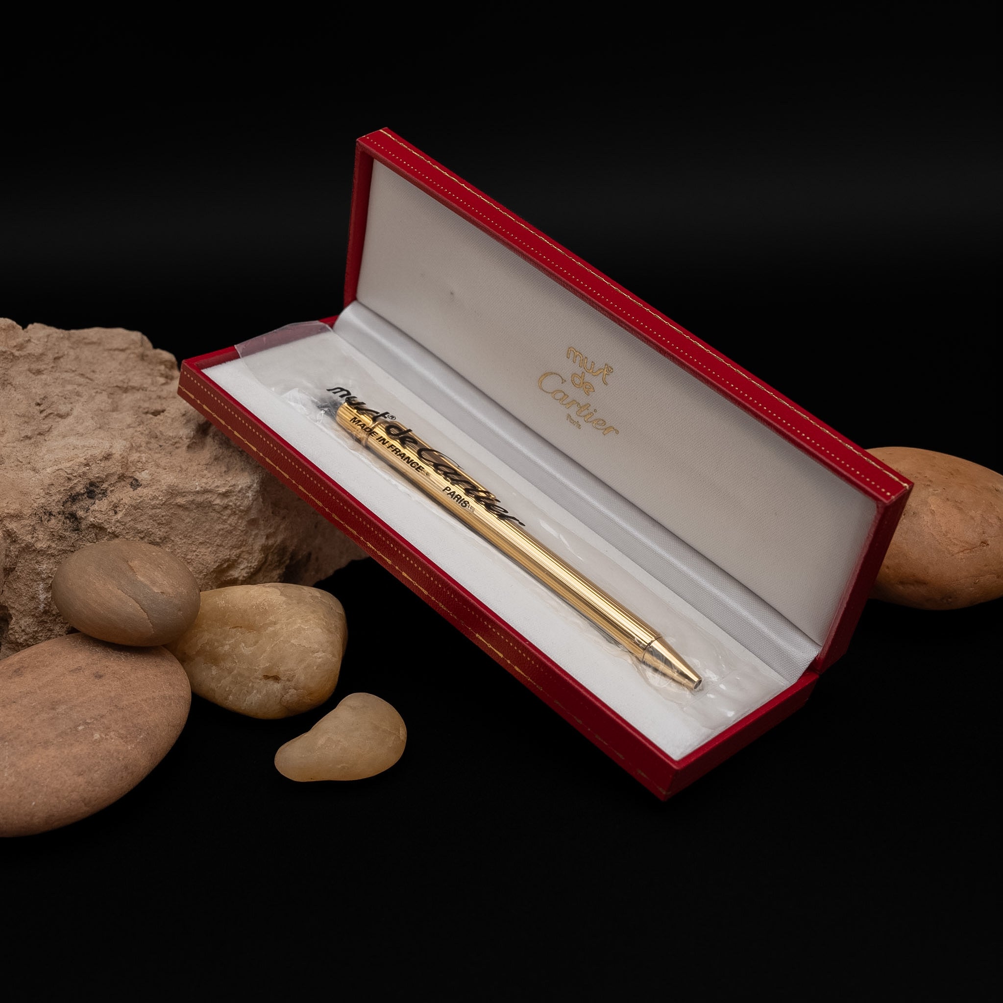 Cartier Must II Godron Gold-Plated Ballpoint Pen (Airplane In-Flight Sales Version) from the 1980's