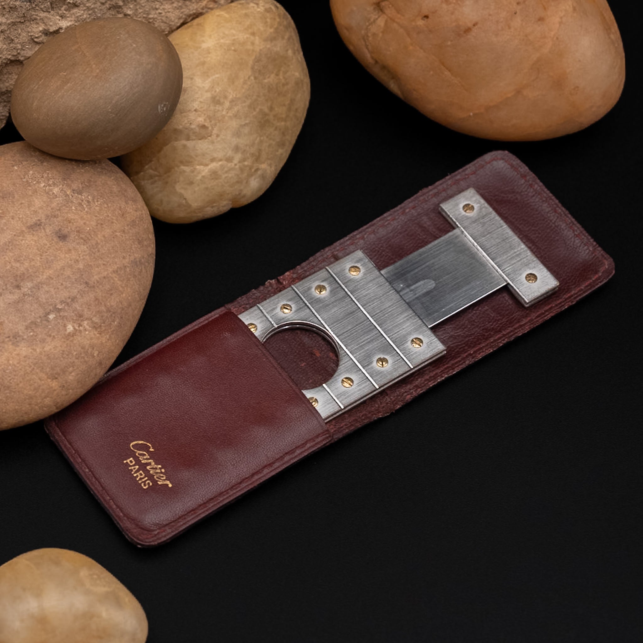 Cartier Santos Stainless-Steel Cigar Cutter with Gold-Plated Screws from the 1980's